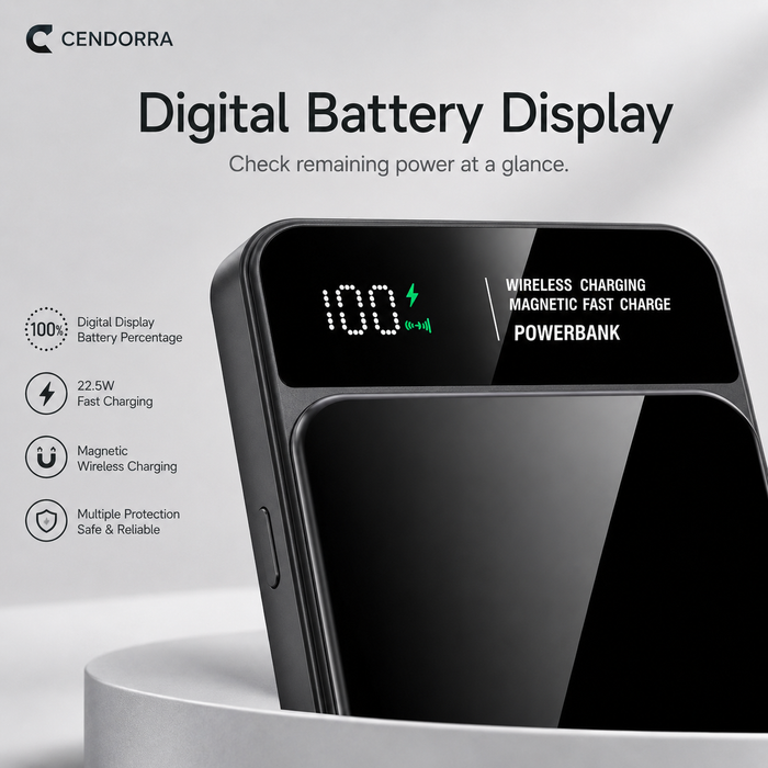 10,000mAh Magnetic Wireless Power Bank with Digital Display